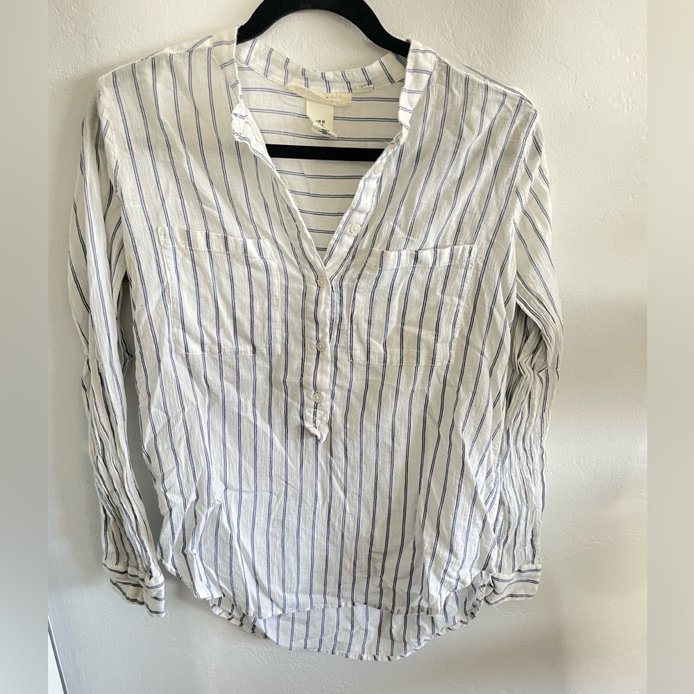 White and Blue Striped top